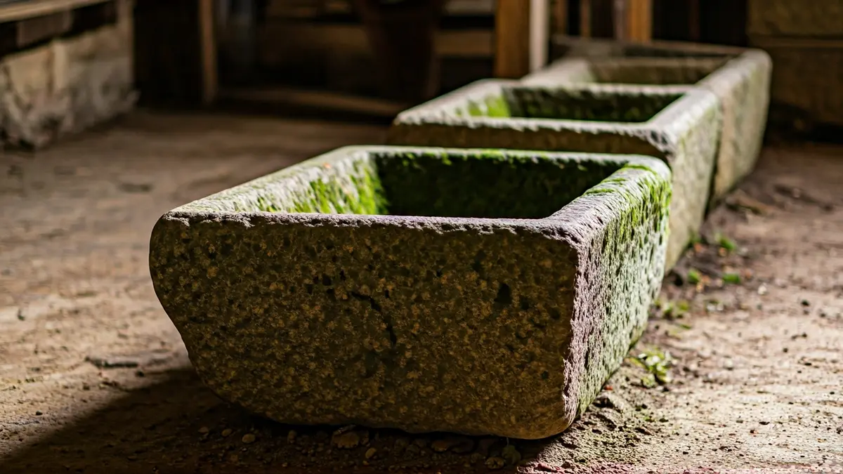 Imaxe de pías de granito antigas, semellantes ás roubadas na Lama.