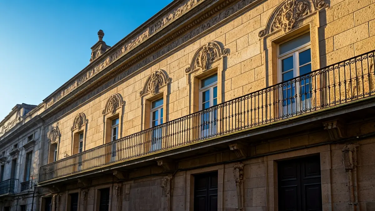 Imagen de la fachada de un edificio histórico en Santiago de Compostela