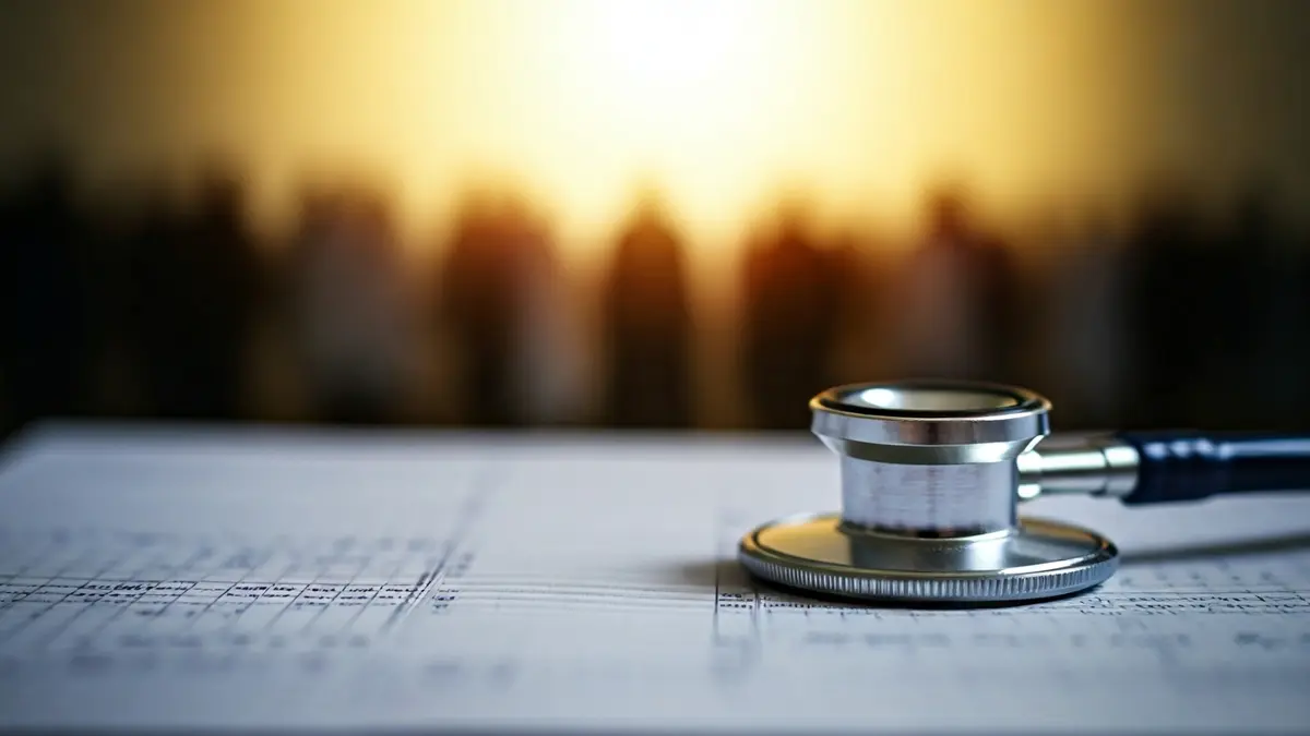 Imaxe xenérica dun estetoscopio sobre un gráfico médico, simbolizando cambios na política sanitaria.