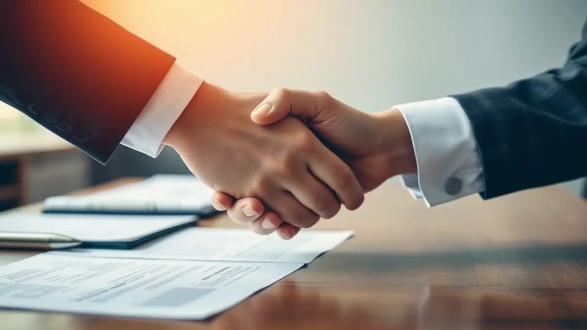 Imagen genérica de manos estrechándose en una mesa de negociación.