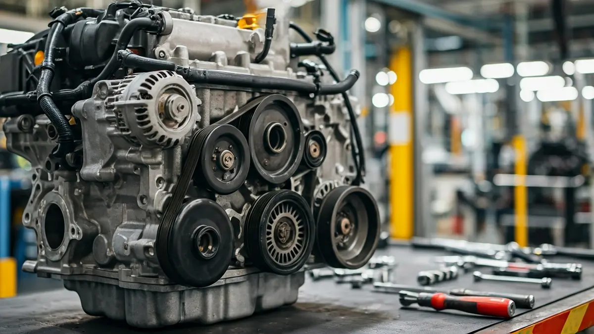 Imagen genérica de un motor de coche en una fábrica.