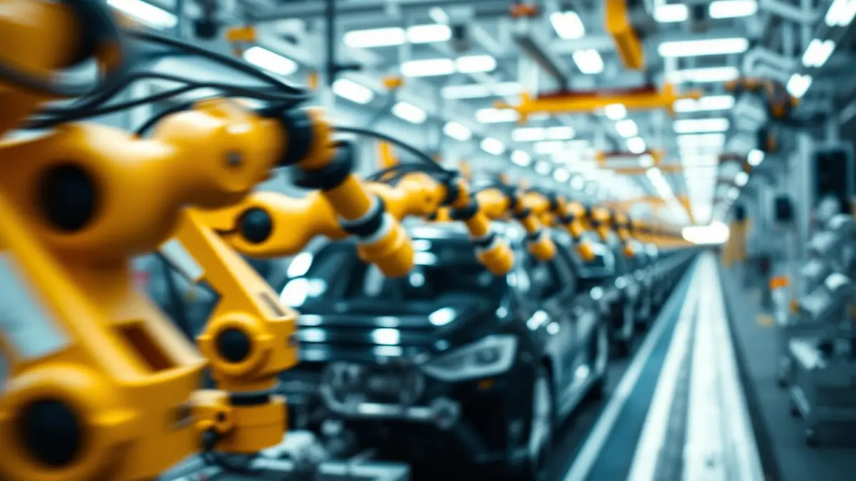 Imagen genérica de una línea de montaje de vehículos en una fábrica.