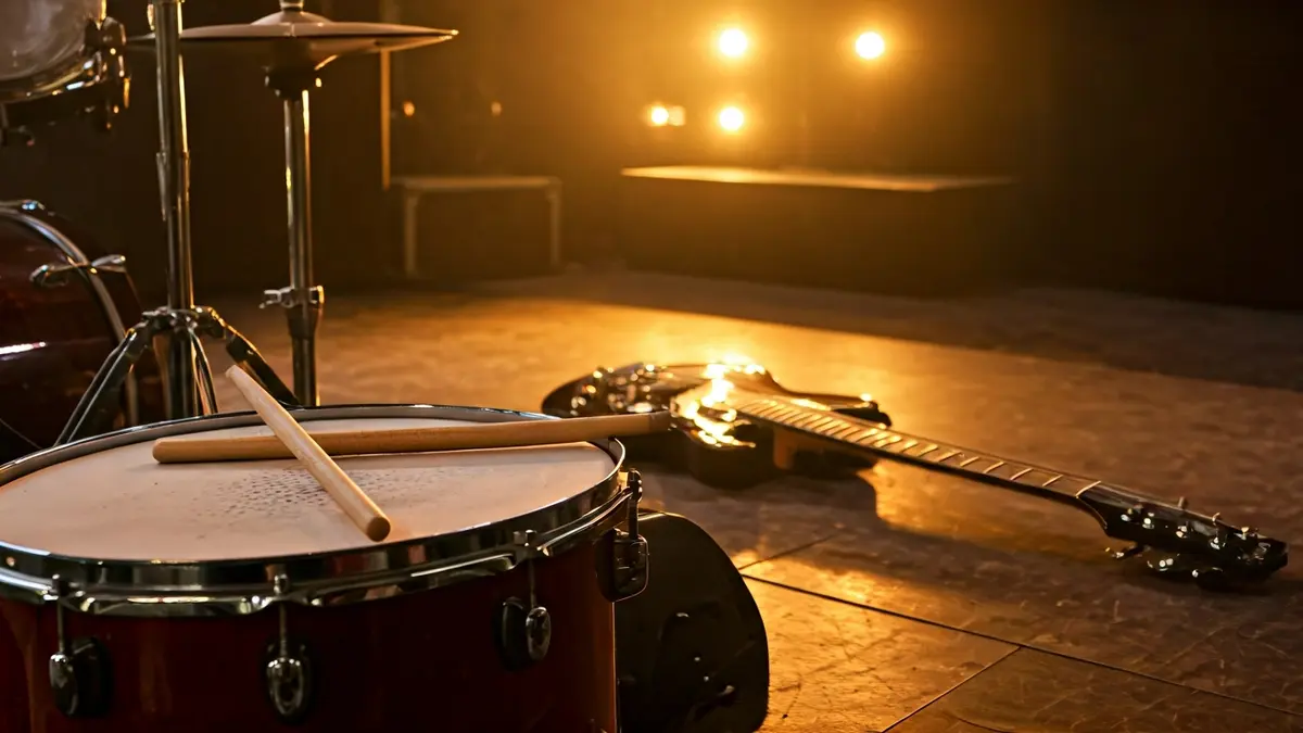 Imaxe xenérica de instrumentos musicais nun escenario.