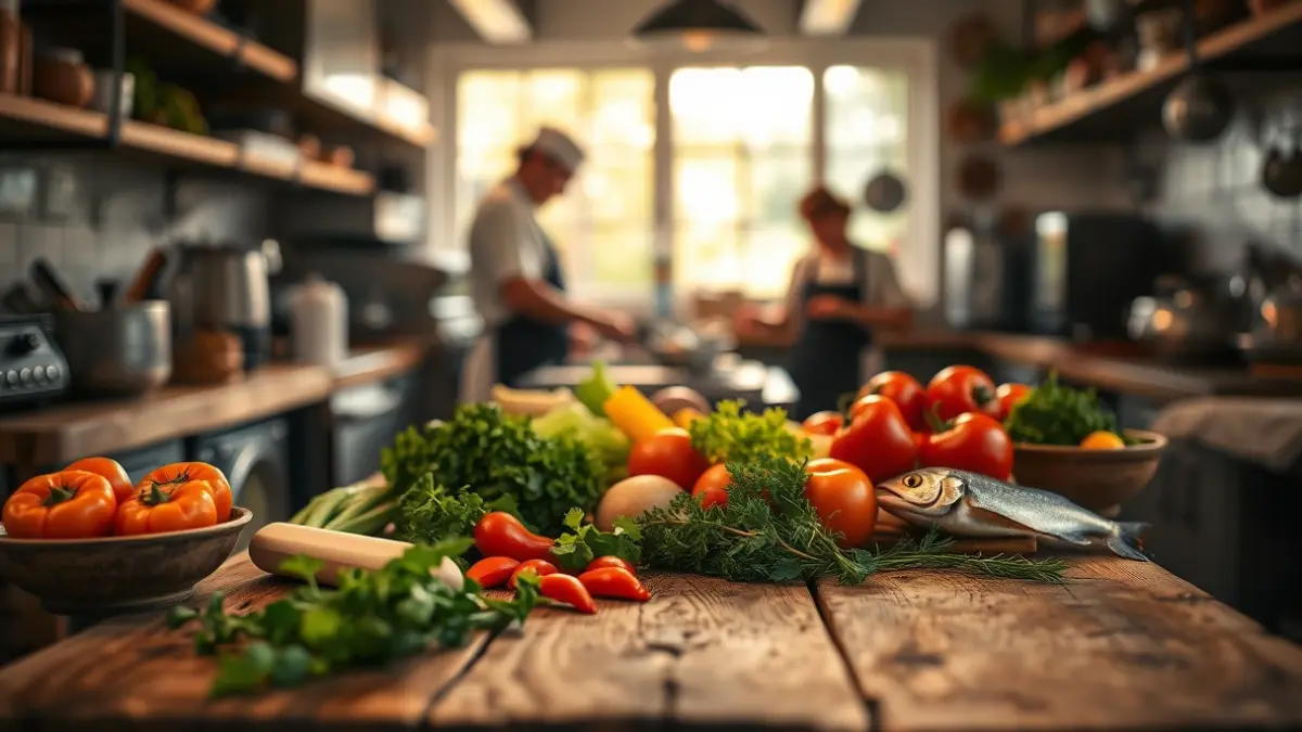 Imaxe xenérica dunha cociña con ingredientes frescos, representando a gastronomía galega.