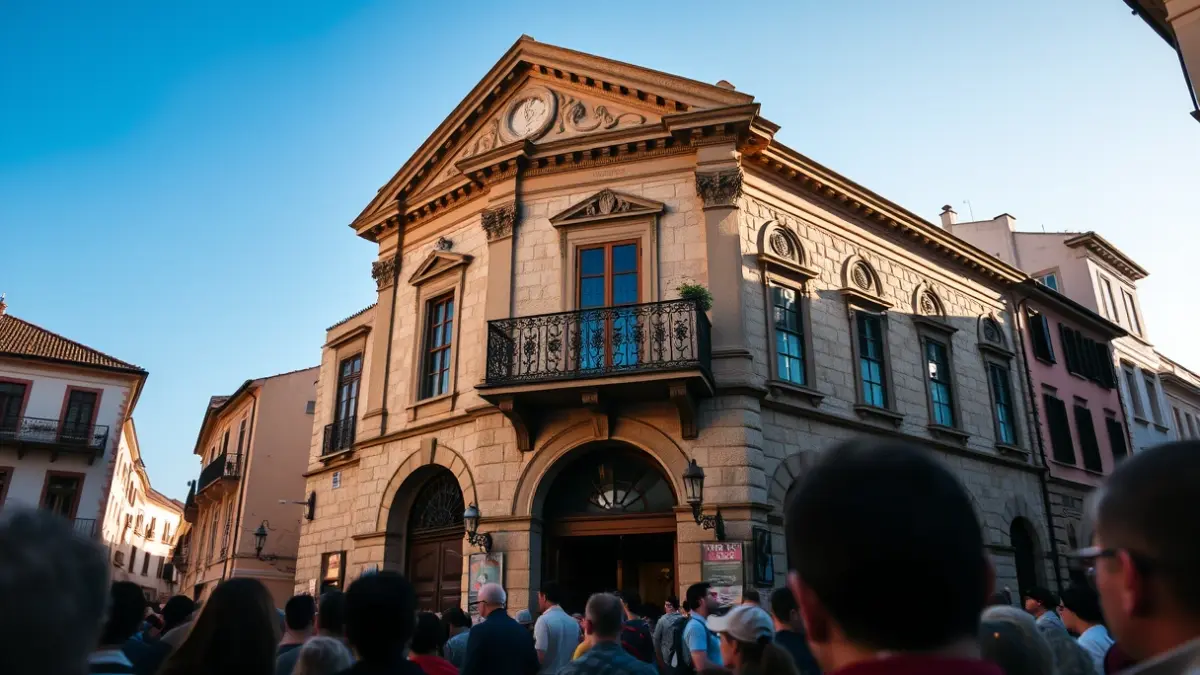 Imagen de la fachada de un ayuntamiento gallego con balcón de hierro forjado y luz solar de la tarde.