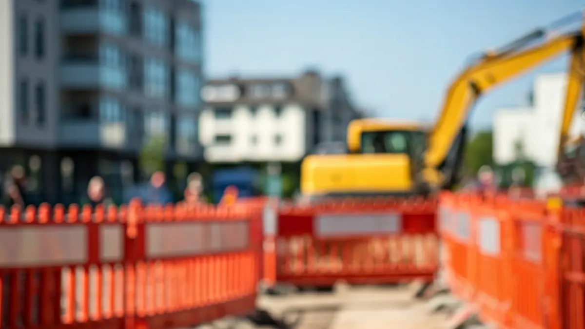 Imaxe xenérica de obras de mellora de accesibilidade nunha rúa residencial.