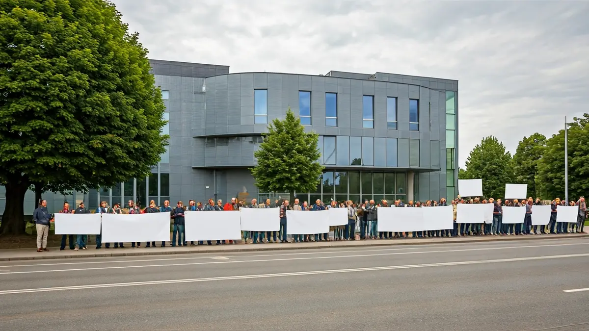 Veciños de Oroso protestando fronte ao centro de saúde.