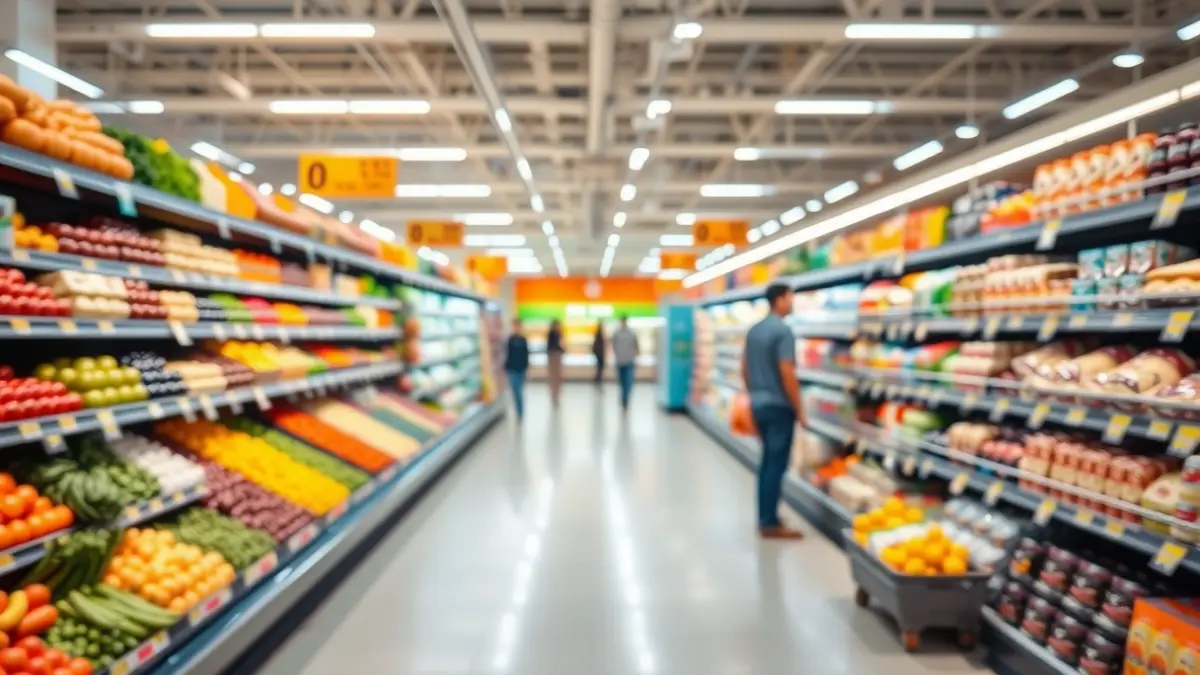 Imagen genérica del interior de un supermercado moderno y amplio.
