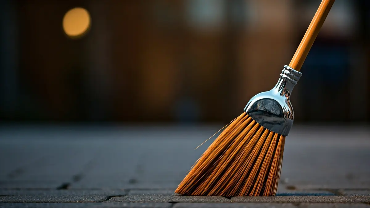 Imaxe xenérica dunha Escoba de Platino, símbolo de limpeza urbana.