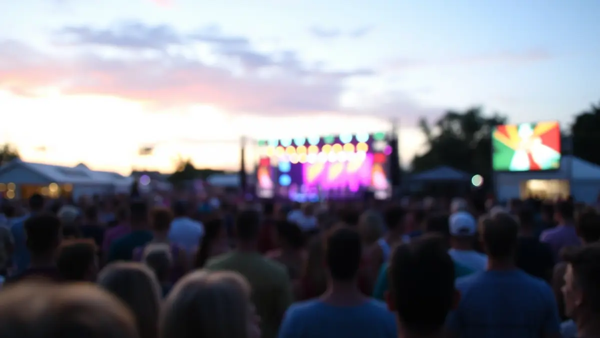 Imagen genérica de un festival cultural con multitud y luces.