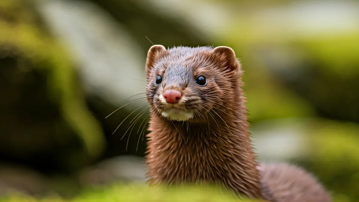 Visón europeo en su hábitat natural.
