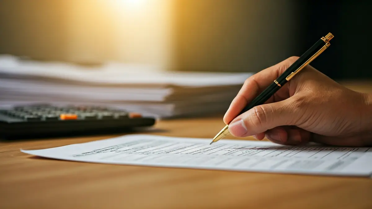 Imagen genérica de una mano revisando un formulario de declaración de la renta.