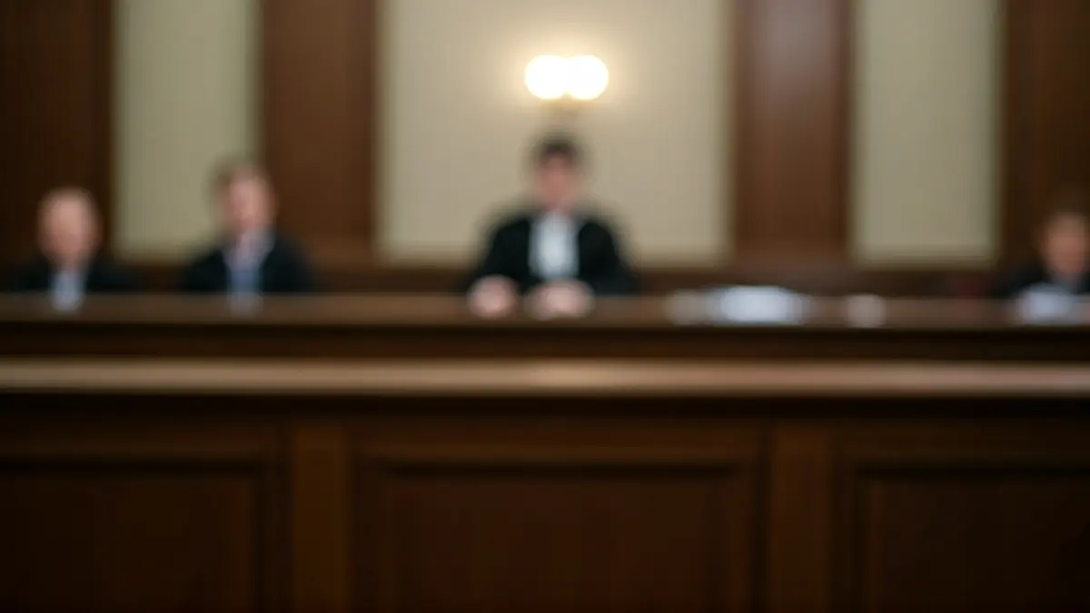 Imaxe xenérica dunha sala de xustiza cunha cadeira baleira.