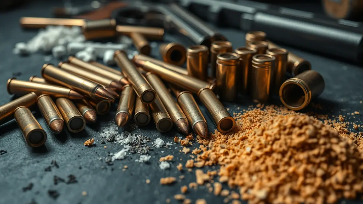 Imagen genérica de componentes para la fabricación de munición.
