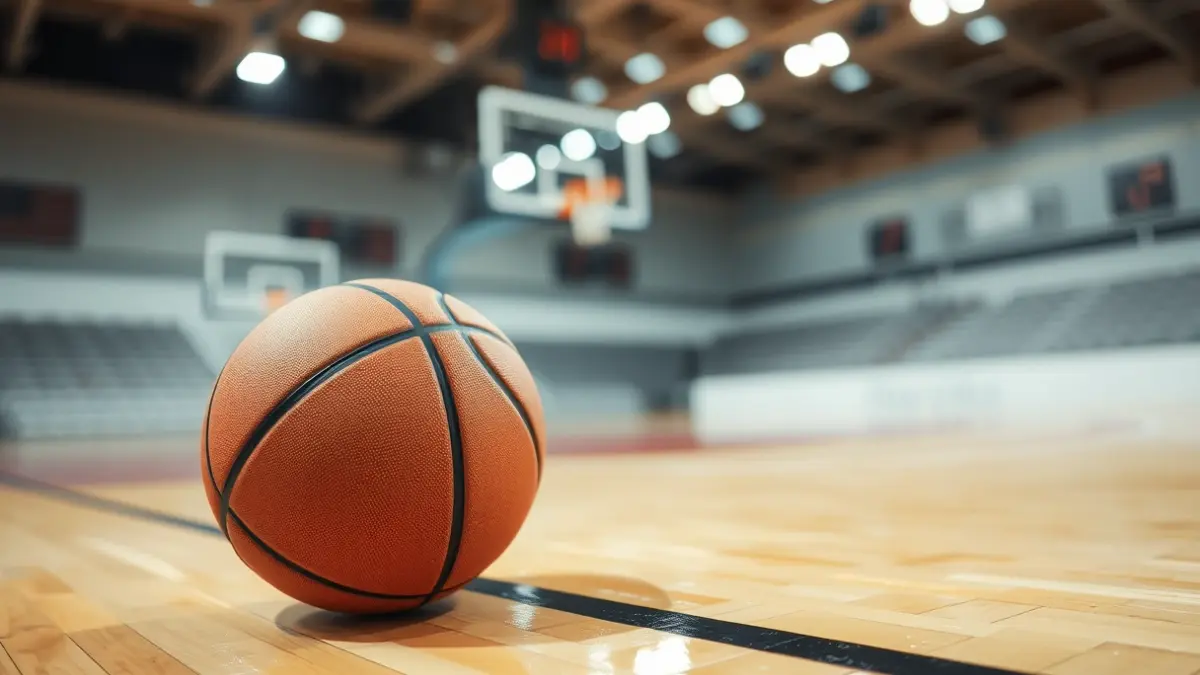 Imagen genérica de un balón de baloncesto en una cancha.