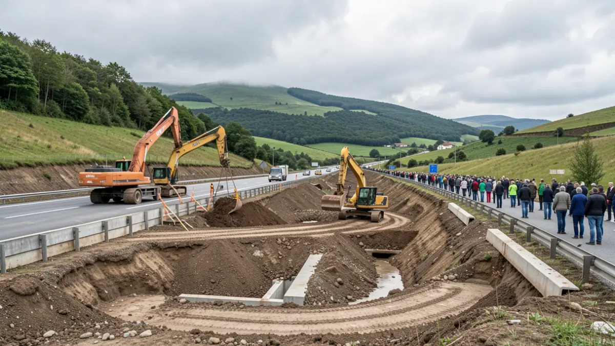 Imagen genérica de obras en una carretera en Galicia.