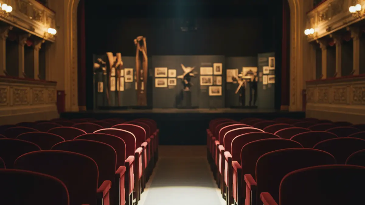 Imaxe xenérica dunha sala de teatro cunha exposición.