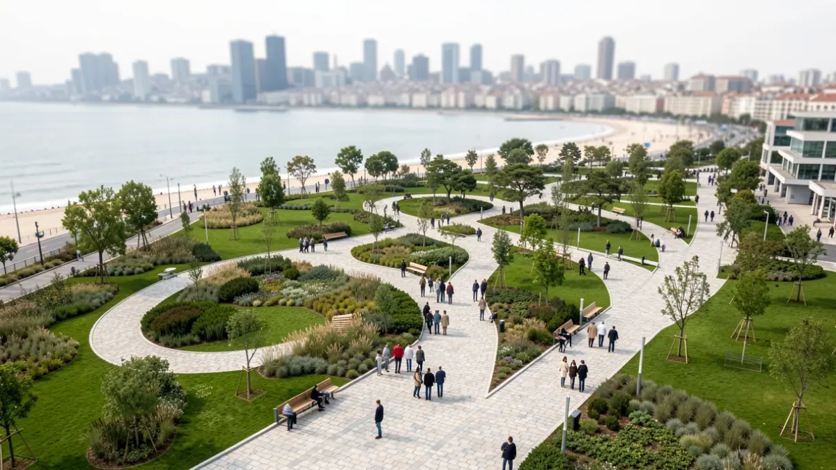 Imaxe dun proxecto de urbanización nun parque urbano.