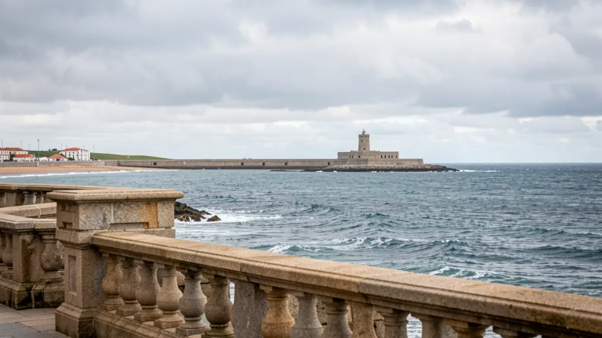 Imaxe xenérica da costa da Coruña coa Torre de Hércules.