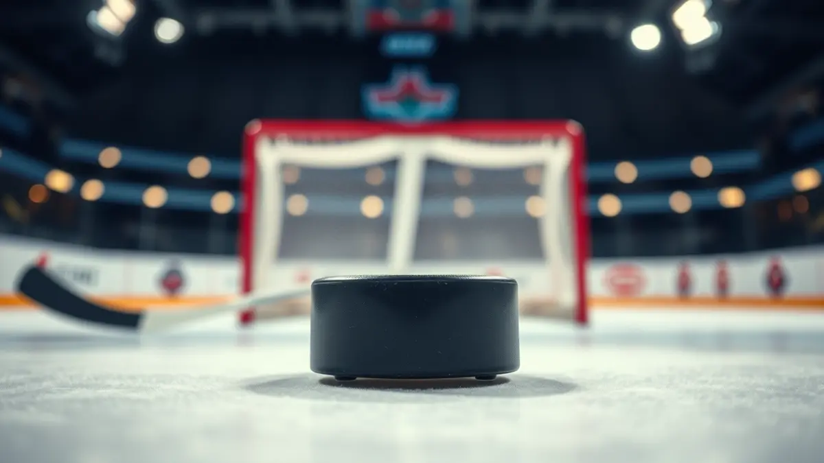 Imaxe xenérica dun disco de hóckey sobre patíns nunha pista.
