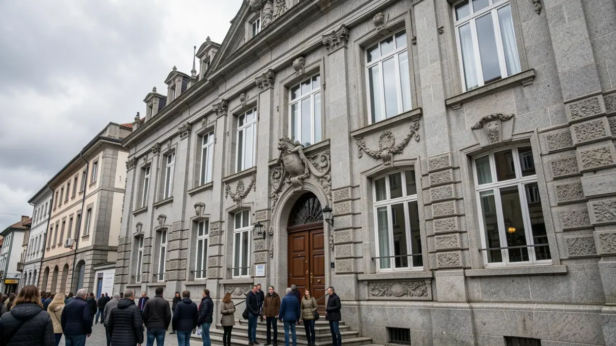 Imagen genérica de un edificio institucional de granito en Galicia.