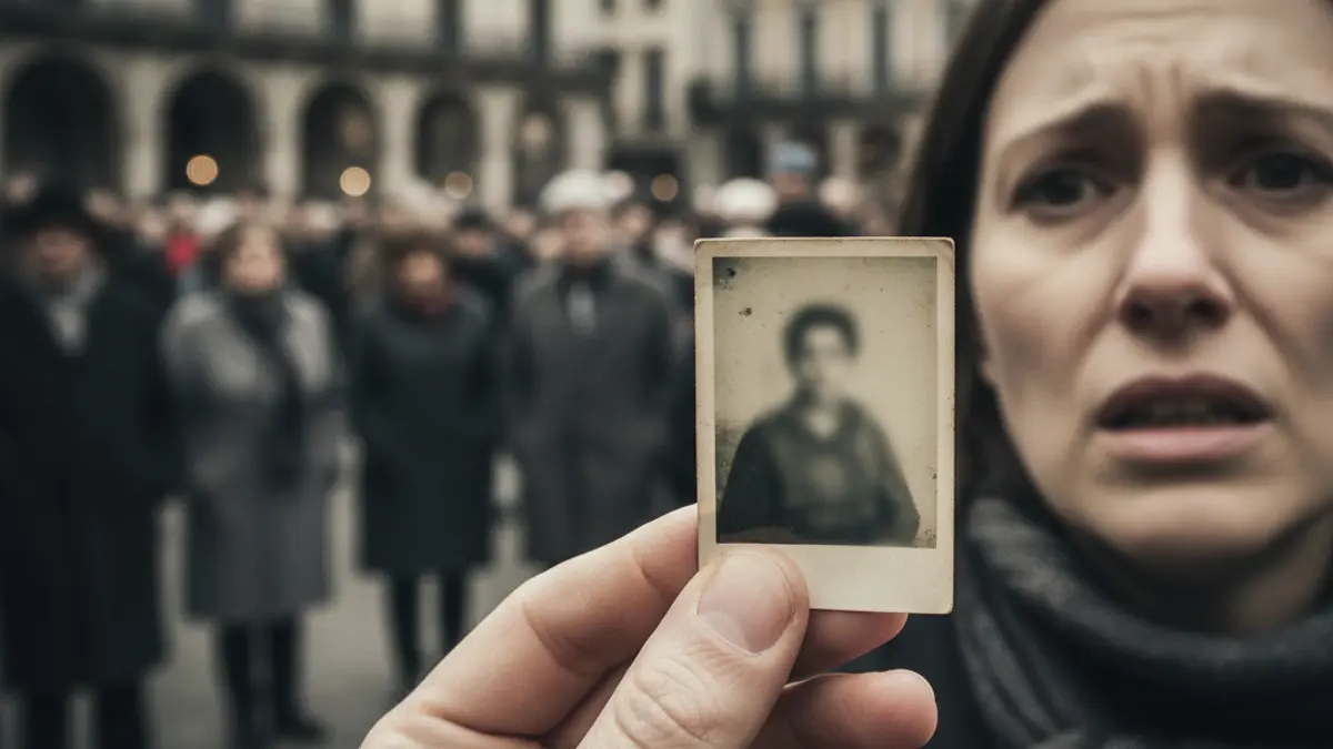 Imaxe xenérica dunha man sostendo unha fotografía borrosa, simbolizando a busca dunha persoa desaparecida.