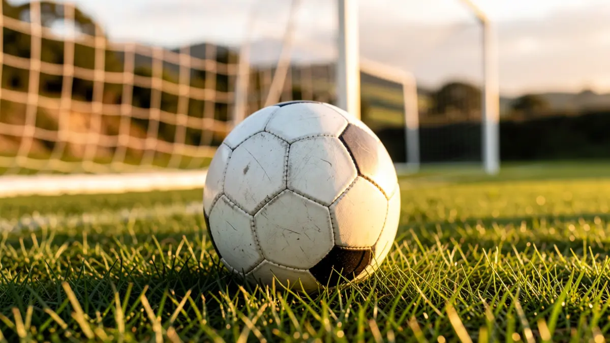 Imaxe xenérica dun balón de fútbol sobre herba