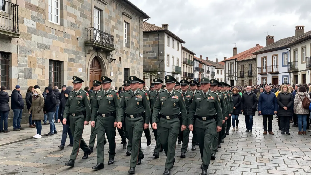 Imagen genérica de agentes de la Guardia Civil desfilando en una plaza gallega.