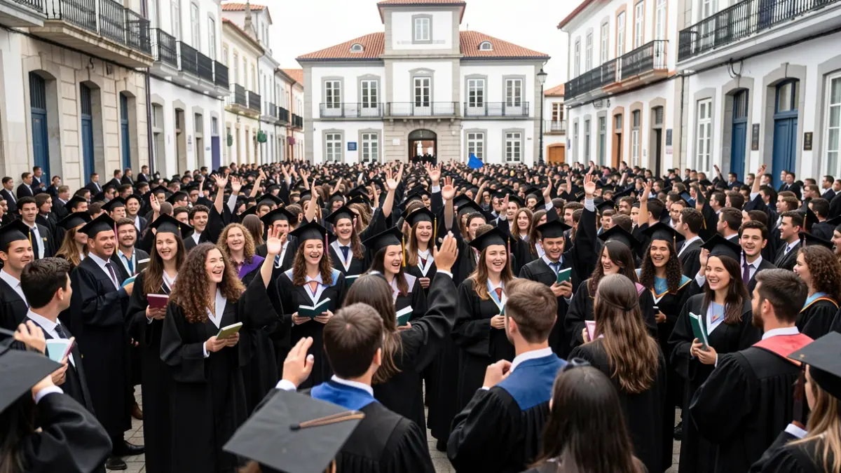 Imaxe xenérica dunha cerimonia de graduación de estudantes de bacharelato en Galicia.
