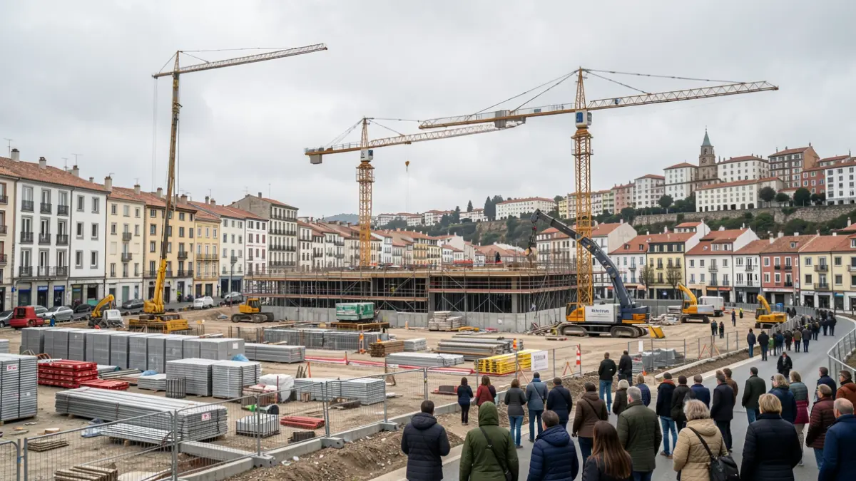 Imaxe xenérica de obra en construción na cidade de Pontevedra.