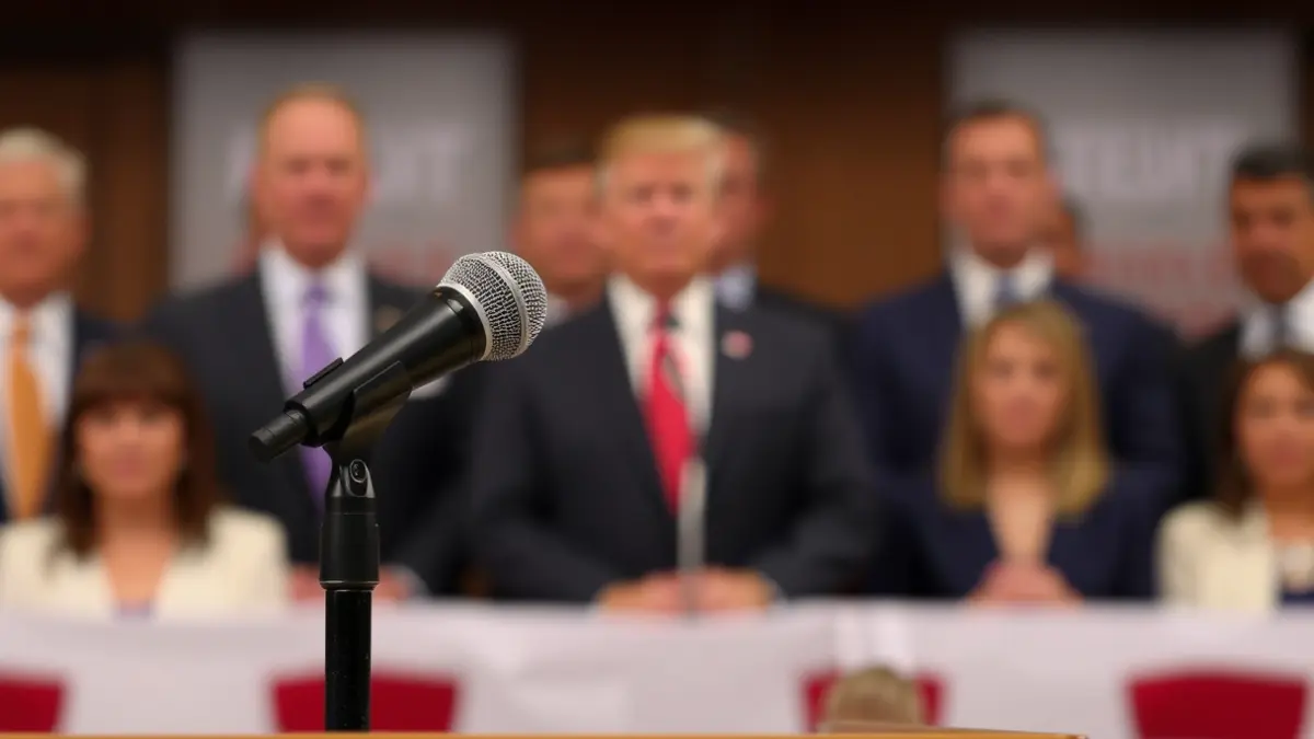 Imagen genérica de un micrófono en un podio, simbolizando un discurso o evento político.