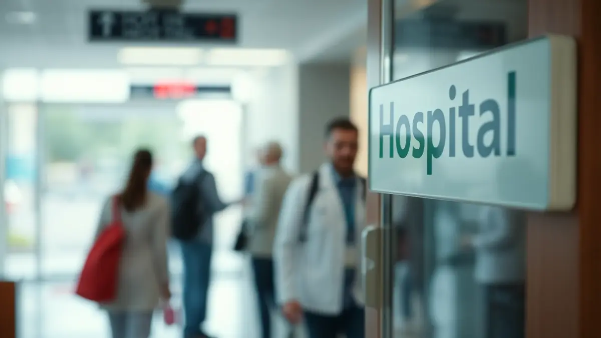 Imaxe xenérica da entrada dun hospital.