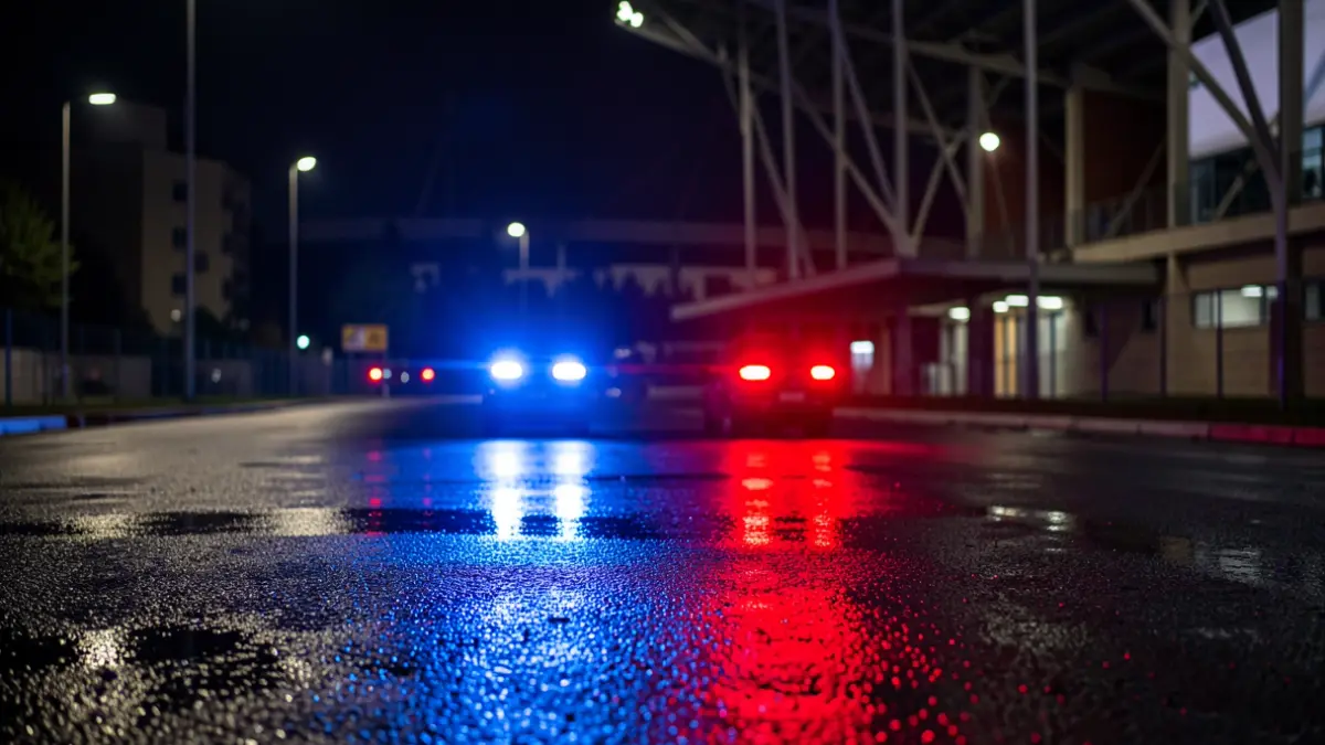 Imagen genérica de luces de emergencia policiales en un entorno urbano nocturno.