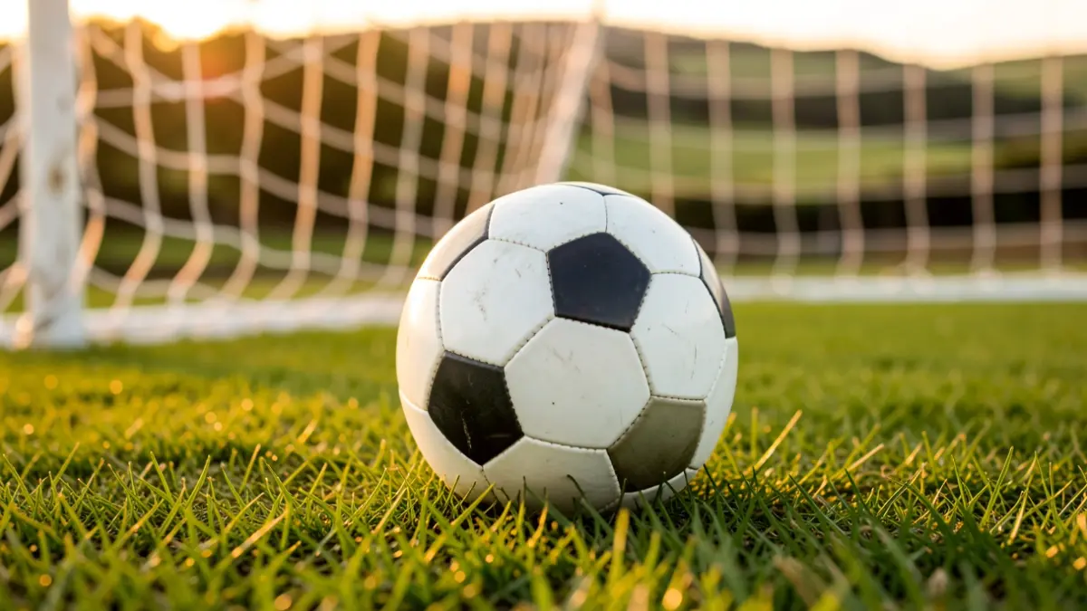 Imaxe xenérica dun balón de fútbol nun campo.