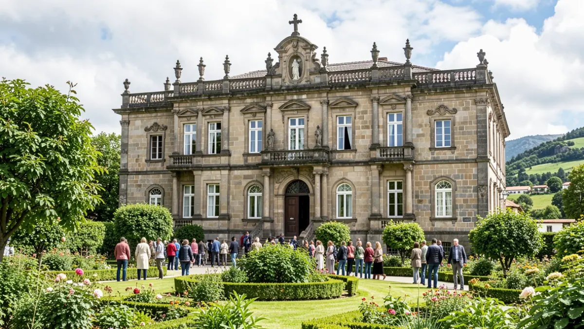 Imaxe xenérica dun pazo galego con xardíns.