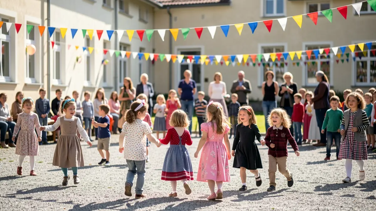 Imaxe xenérica de nenos xogando nunha festa escolar.