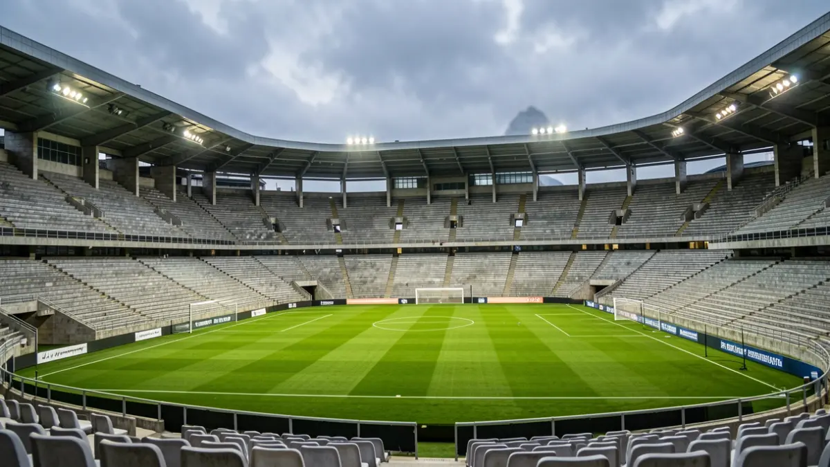 Imaxe xenérica dun estadio de fútbol galego baleiro.