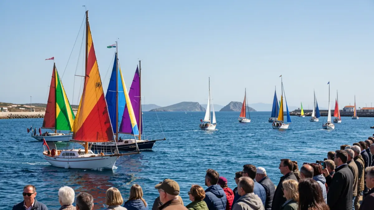 Imaxe xenérica de barcos de vela na Ría de Vigo.