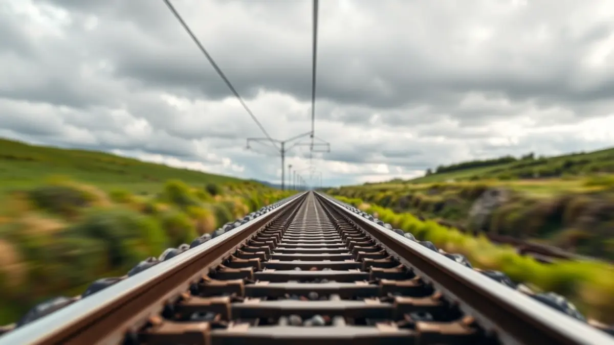 Imaxe xenérica dunha vía de tren de alta velocidade.