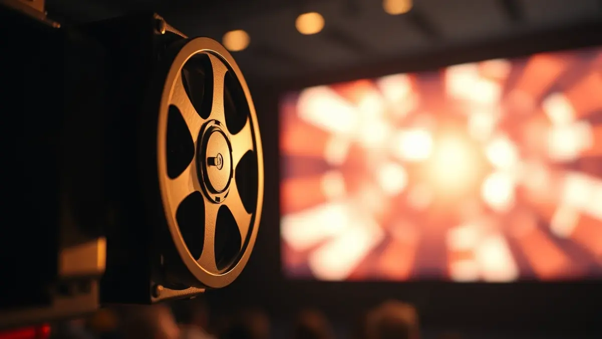 Imaxe xenérica dun proxector de cine nunha sala escura.