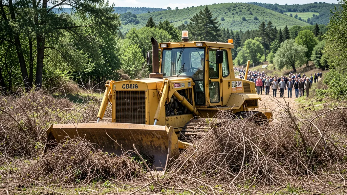 Trabajos de limpieza de monte con maquinaria pesada en Muros.