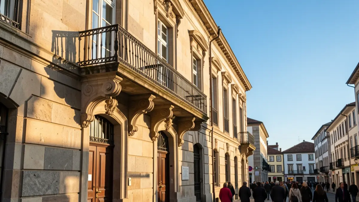 Imagen genérica de una fachada de ayuntamiento de granito gallego.