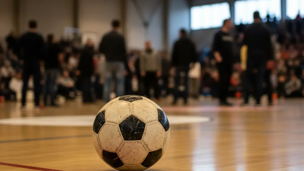 Imagen genérica de un balón de fútbol sala en una pista.