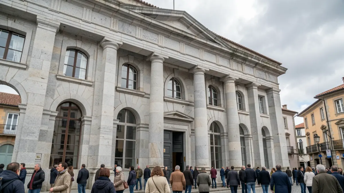 Imagen genérica de un edificio judicial de granito en Lugo.