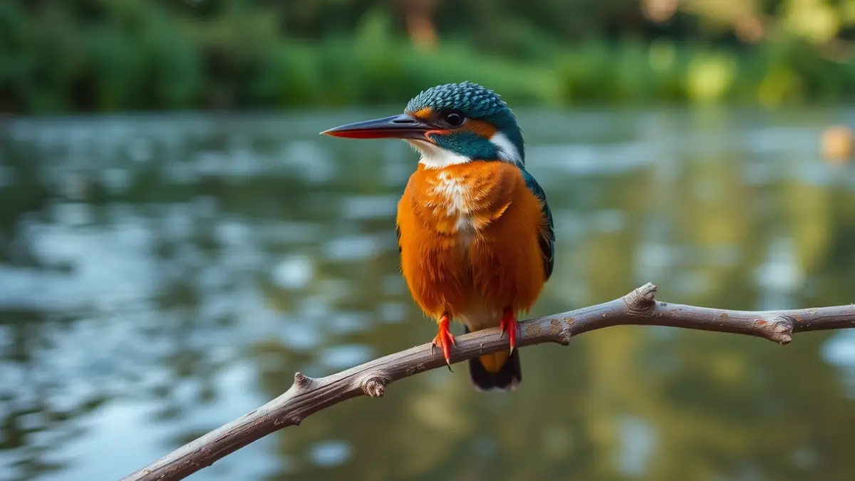 Imaxe xenérica dun picapeixe común nunha póla sobre un río.