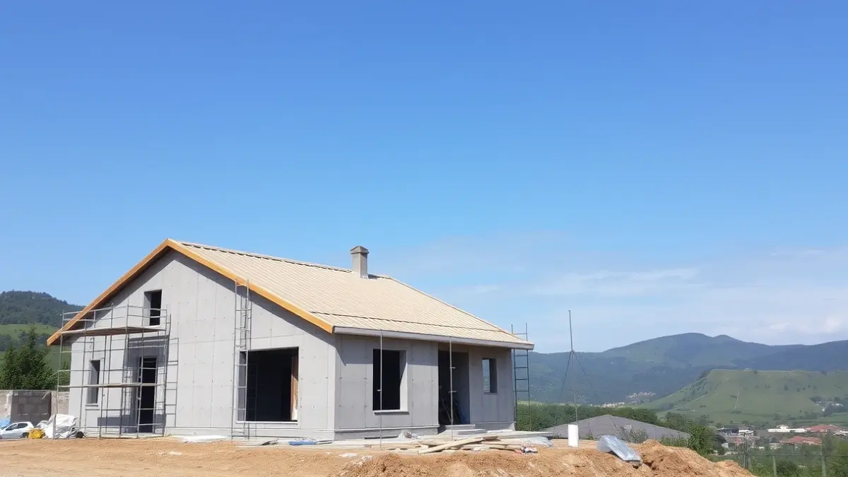 Imaxe xenérica dunha obra de construción de vivendas.
