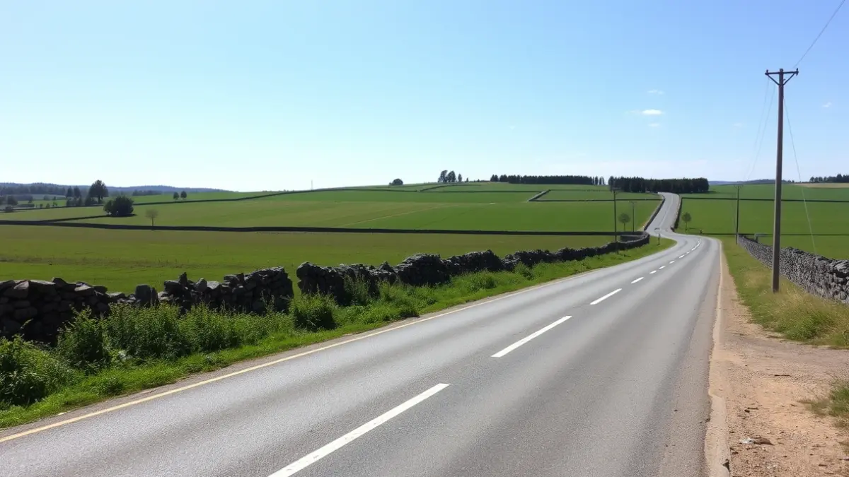 Imaxe xenérica dunha estrada rural mellorada en Galicia.