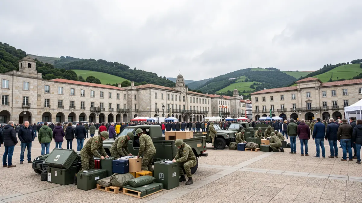 Imagen genérica de militares desmontando una exposición en Vigo.