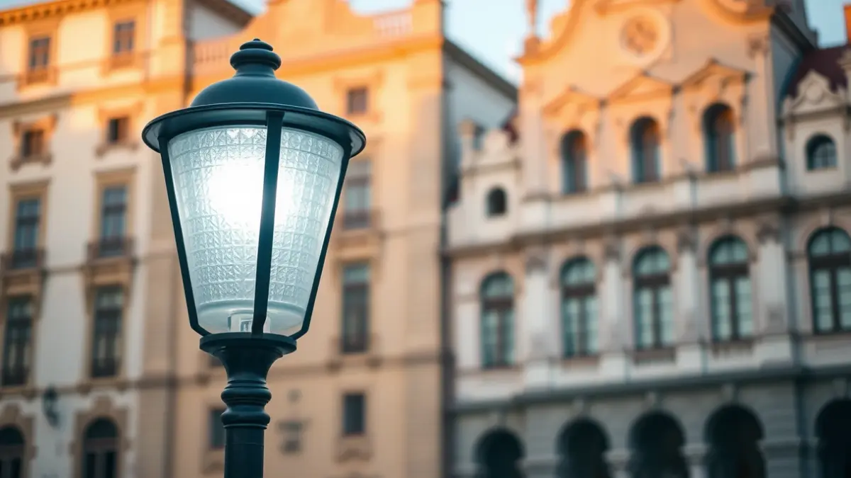 Imaxe xenérica dunha farola moderna nun entorno urbano.