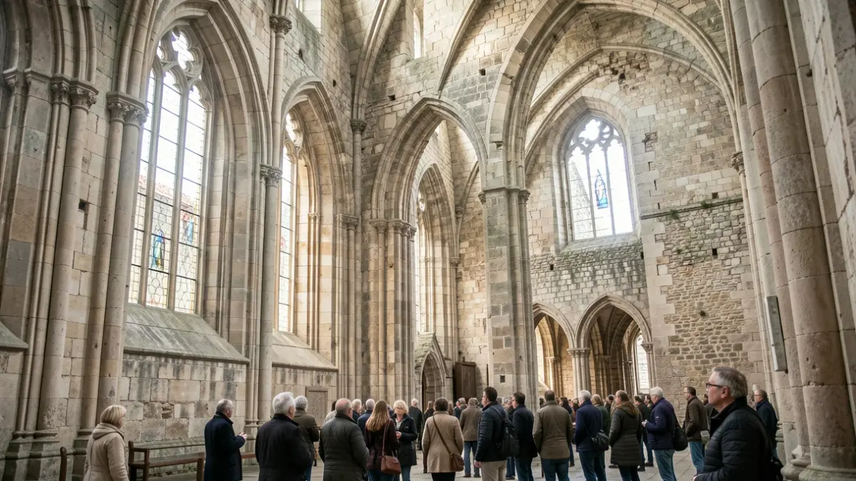 Imagen genérica de antiguas ruinas de piedra con una nave de iglesia gótica.